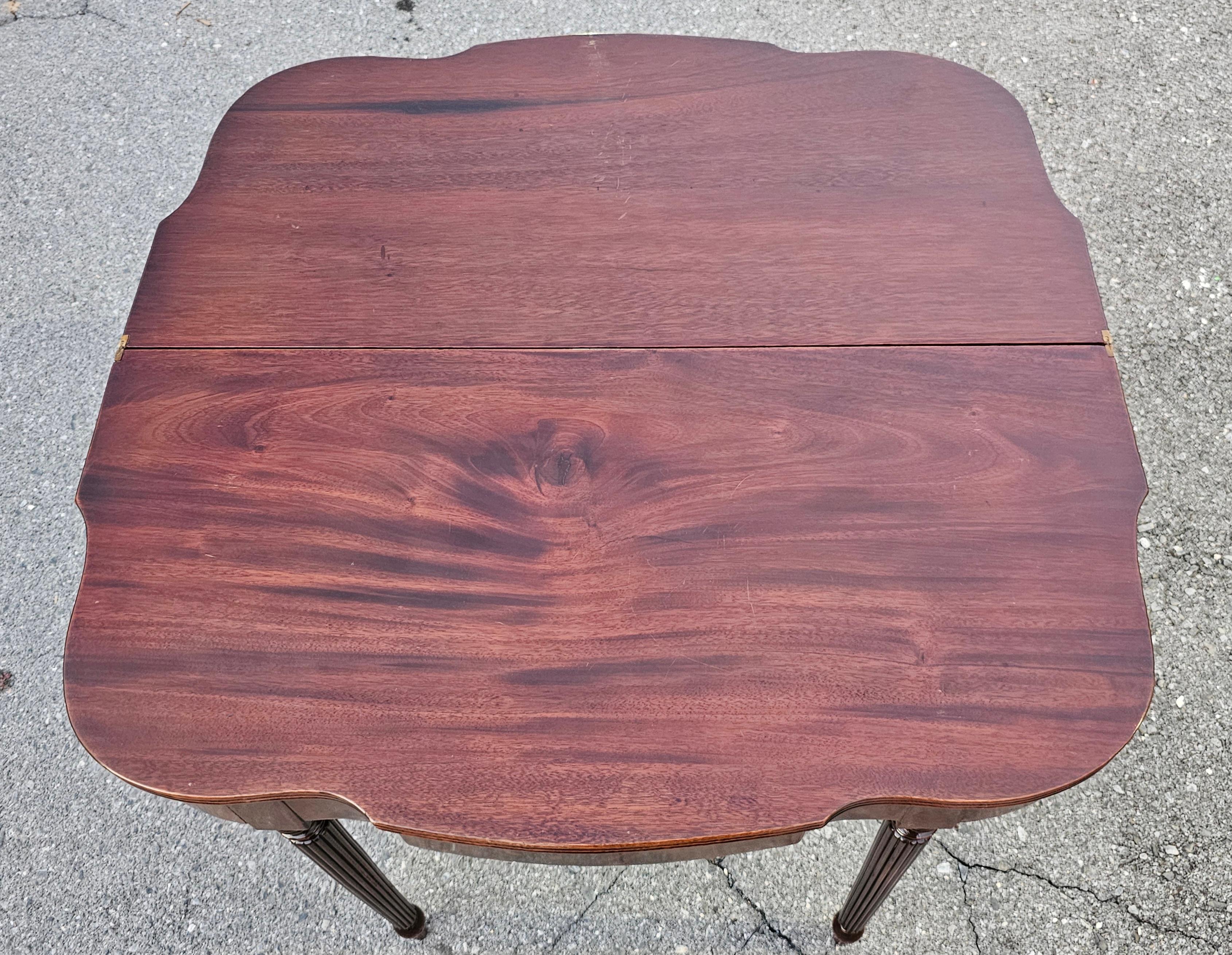 Late 19th Century Sheraton Mahogany Flip Top Card Console Table For Sale 2