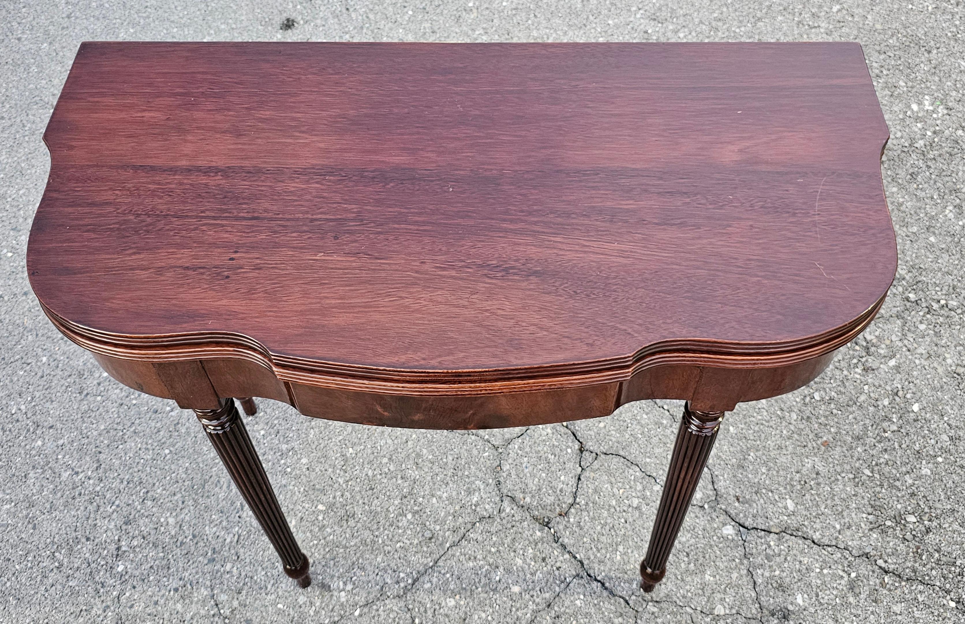 Late 19th Century Sheraton Mahogany Flip Top Card Console Table For Sale 4