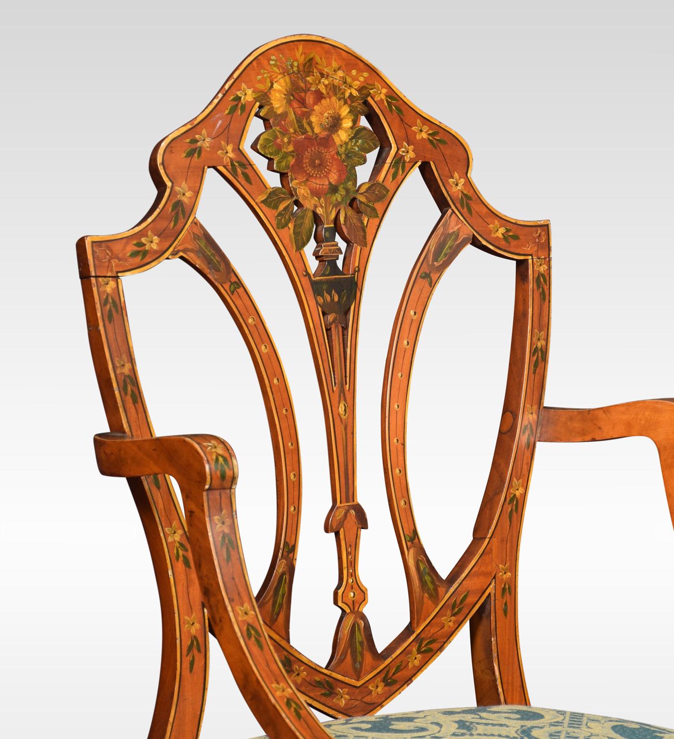 British Late 19th Century Sheraton Revival Satinwood Armchair