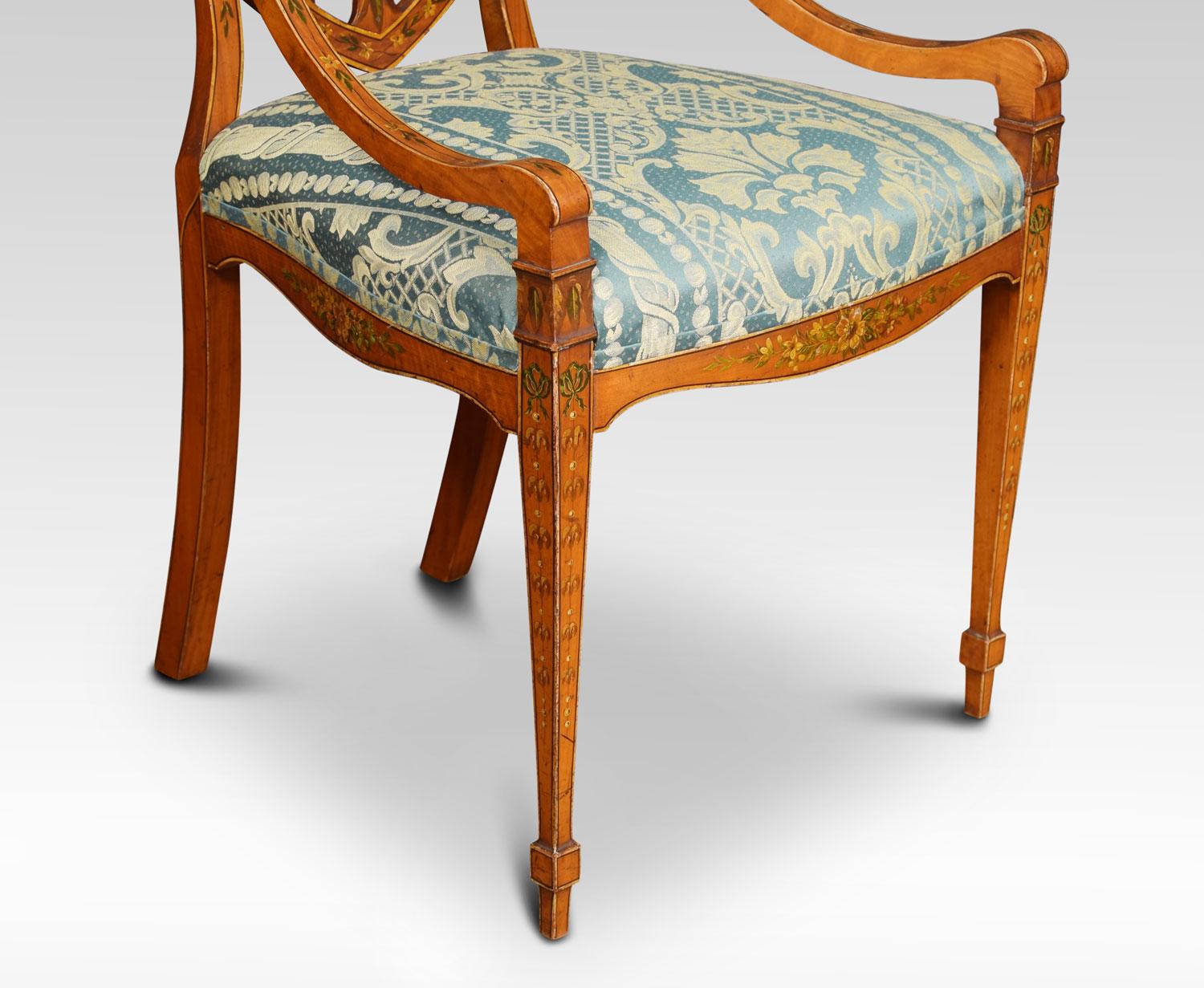 Late 19th Century Sheraton Revival Satinwood Armchair In Good Condition In Cheshire, GB