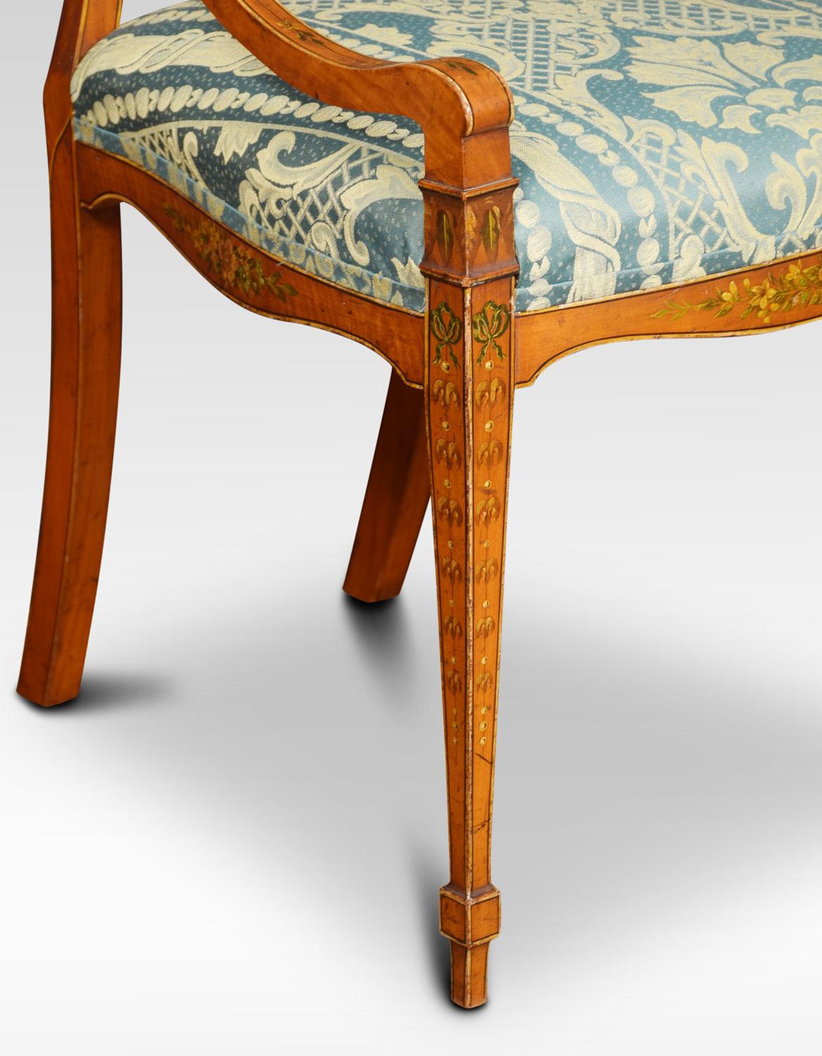 Late 19th Century Sheraton Revival Satinwood Armchair 1