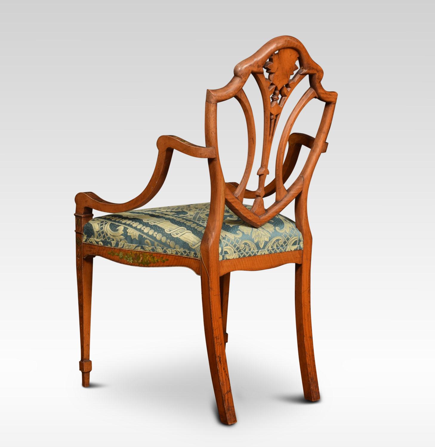 Late 19th Century Sheraton Revival Satinwood Armchair 2