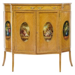 Late 19th Century Sheraton Revival Satinwood Inlaid and Painted Cabinet
