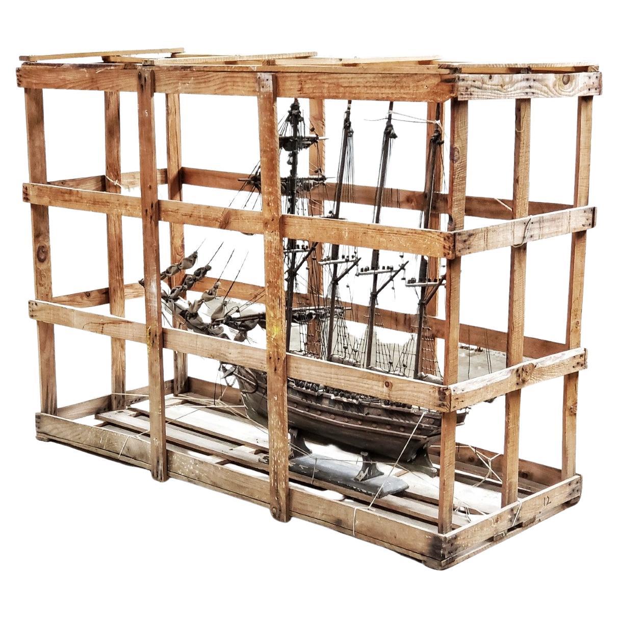 Late 19th Century Ship's Model in Crate art object