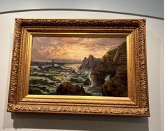 Late 19th Century Signed English Oil Painting In Original Plaster Of Paris Frame