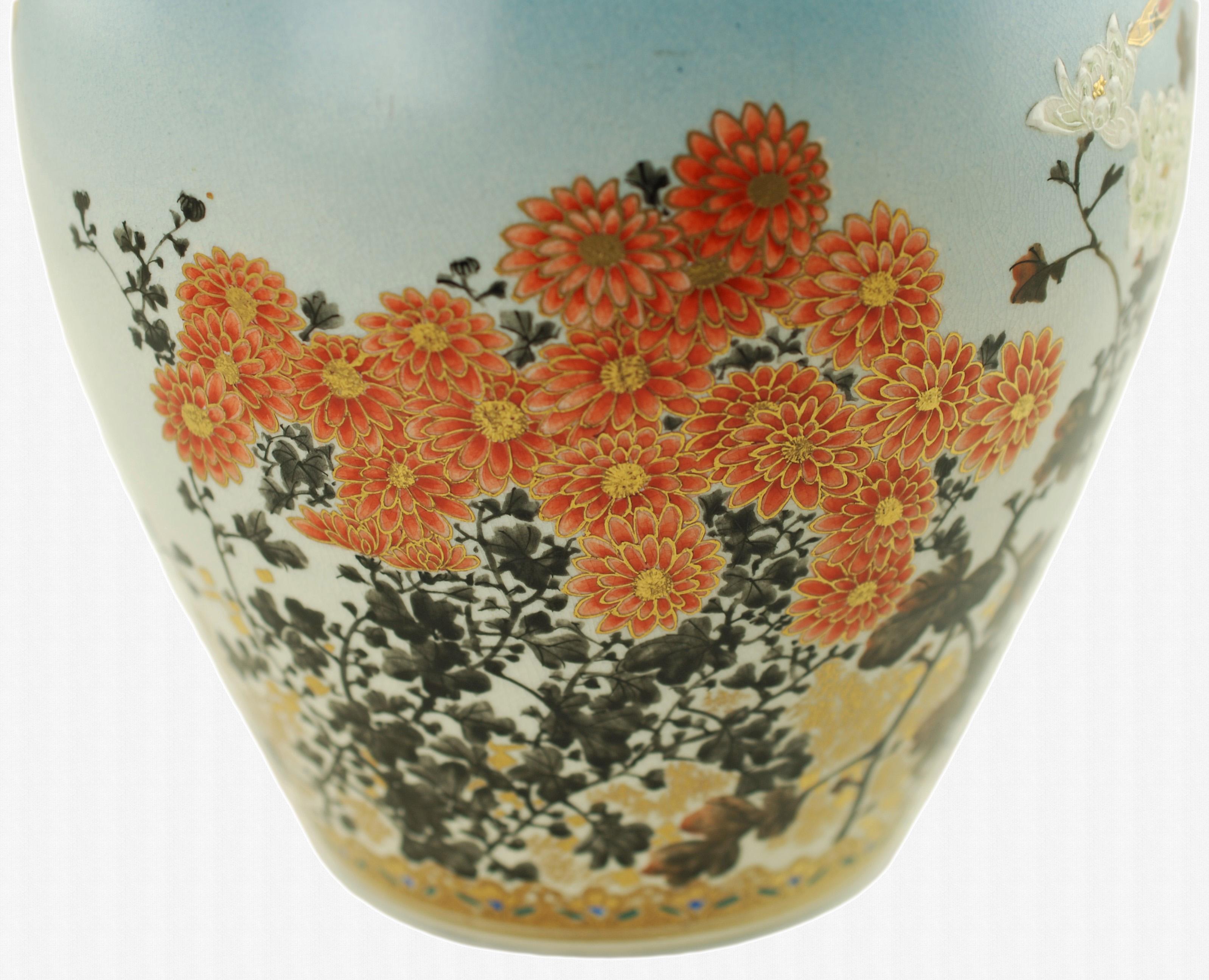 Ceramic Late 19th Century Signed Japanese Hand Painted Satsuma Temple Jar Meiji Period For Sale