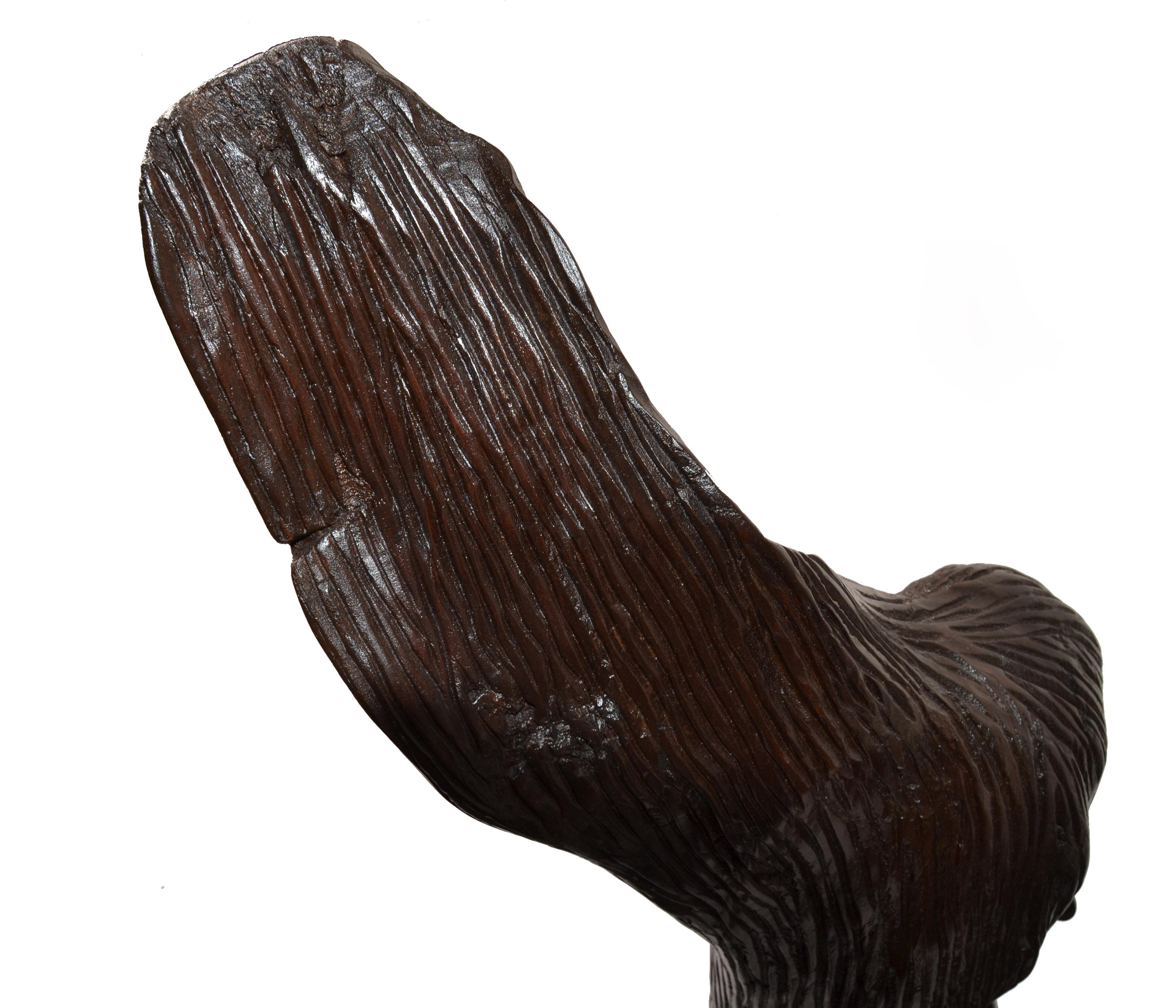 Late 19th Century Signed Mahogany Nautical Hand-Carved Mermaid Sculpture Statue For Sale 2