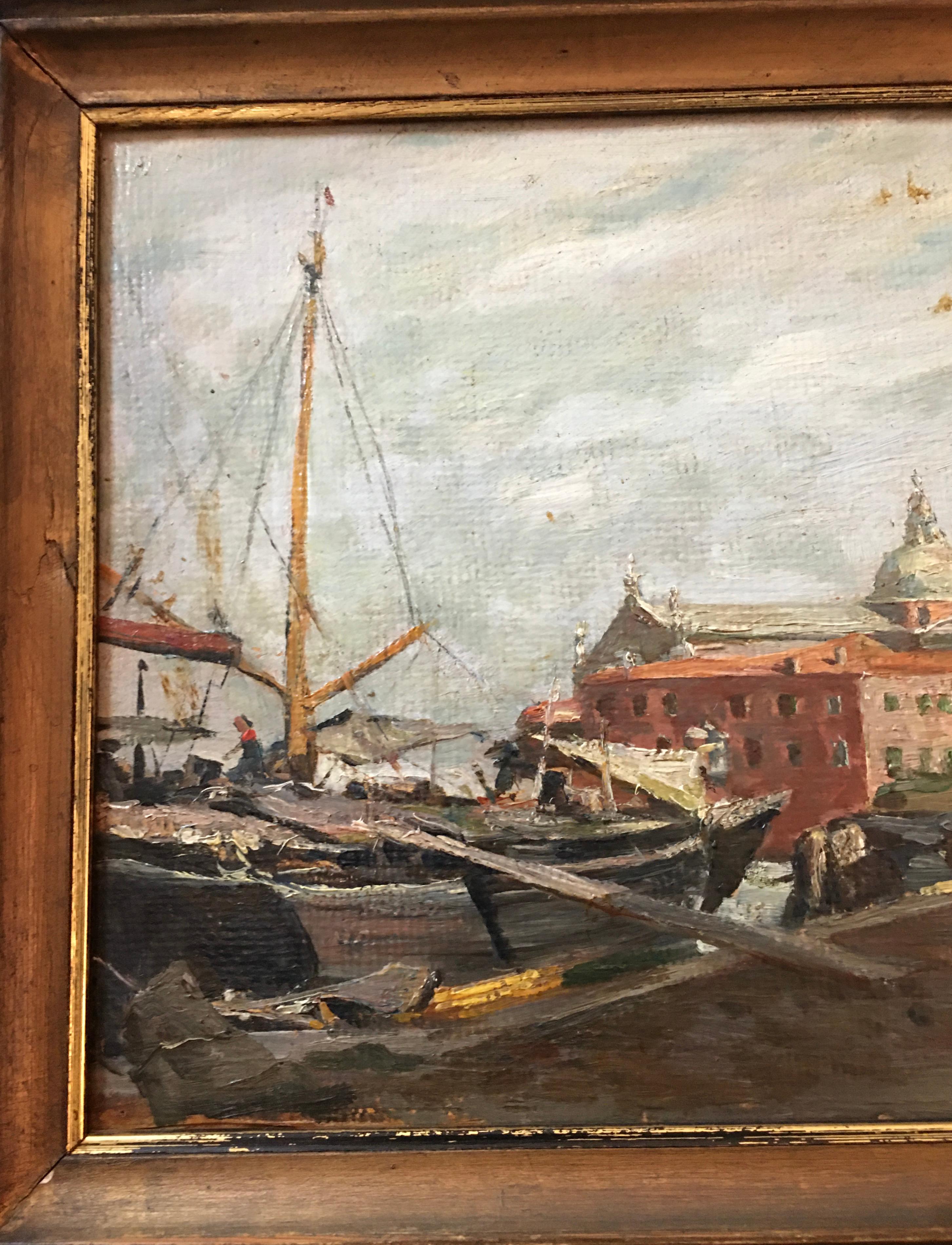 Late 19th Century Signed San Giorgio Venice Painting by Ida Rettig von Clesius In Good Condition In Roma, IT