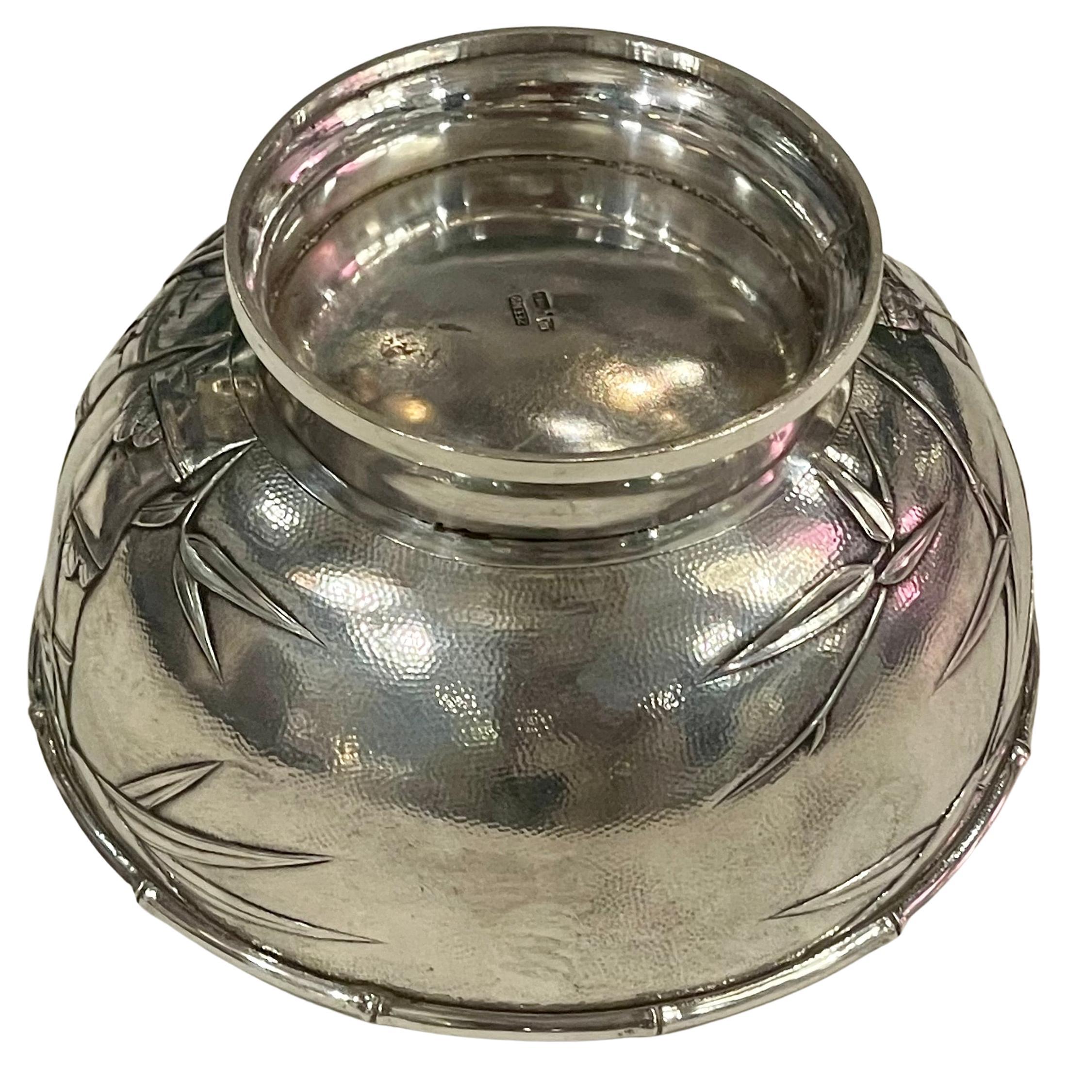 Antique Silver Chinoiserie Bowl with Hallmark 
Circa Late 19th Century
Sourced from Zeewo, Shanghai


