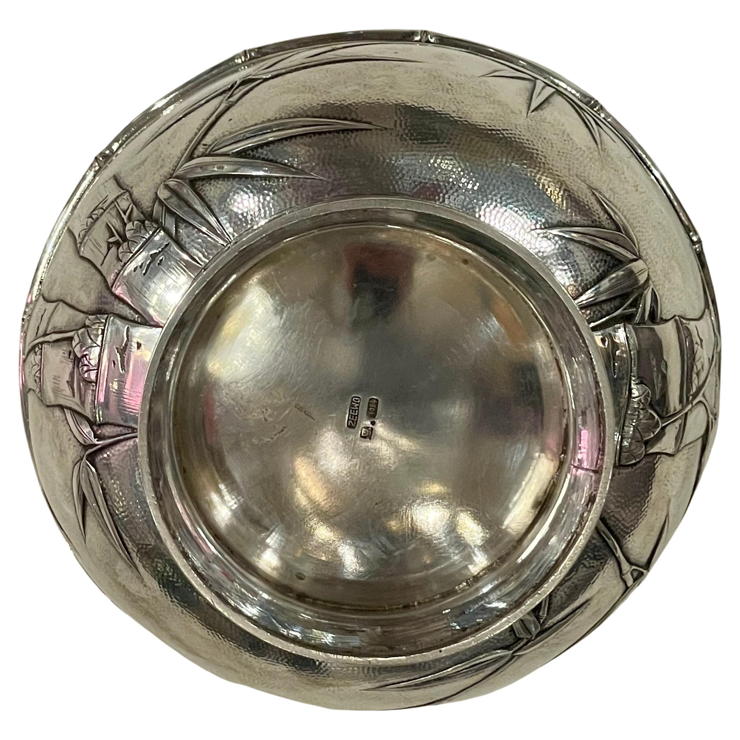 Chinese Late 19th Century Silver Chinoiserie Bowl 