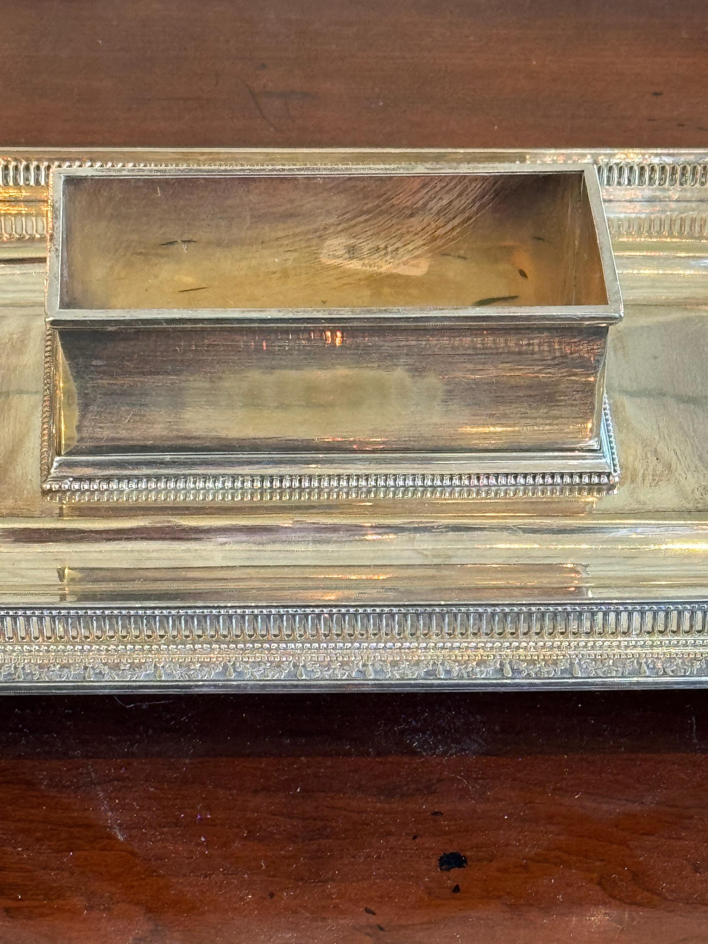 Late 19th Century Silver Desk Set Tray In Good Condition For Sale In Charlottesville, VA