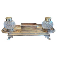 Antique Late 19th Century Silver Desk Set Tray