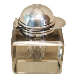 Late 19th Century Silver and Glass Inkwell from Asprey & Sons