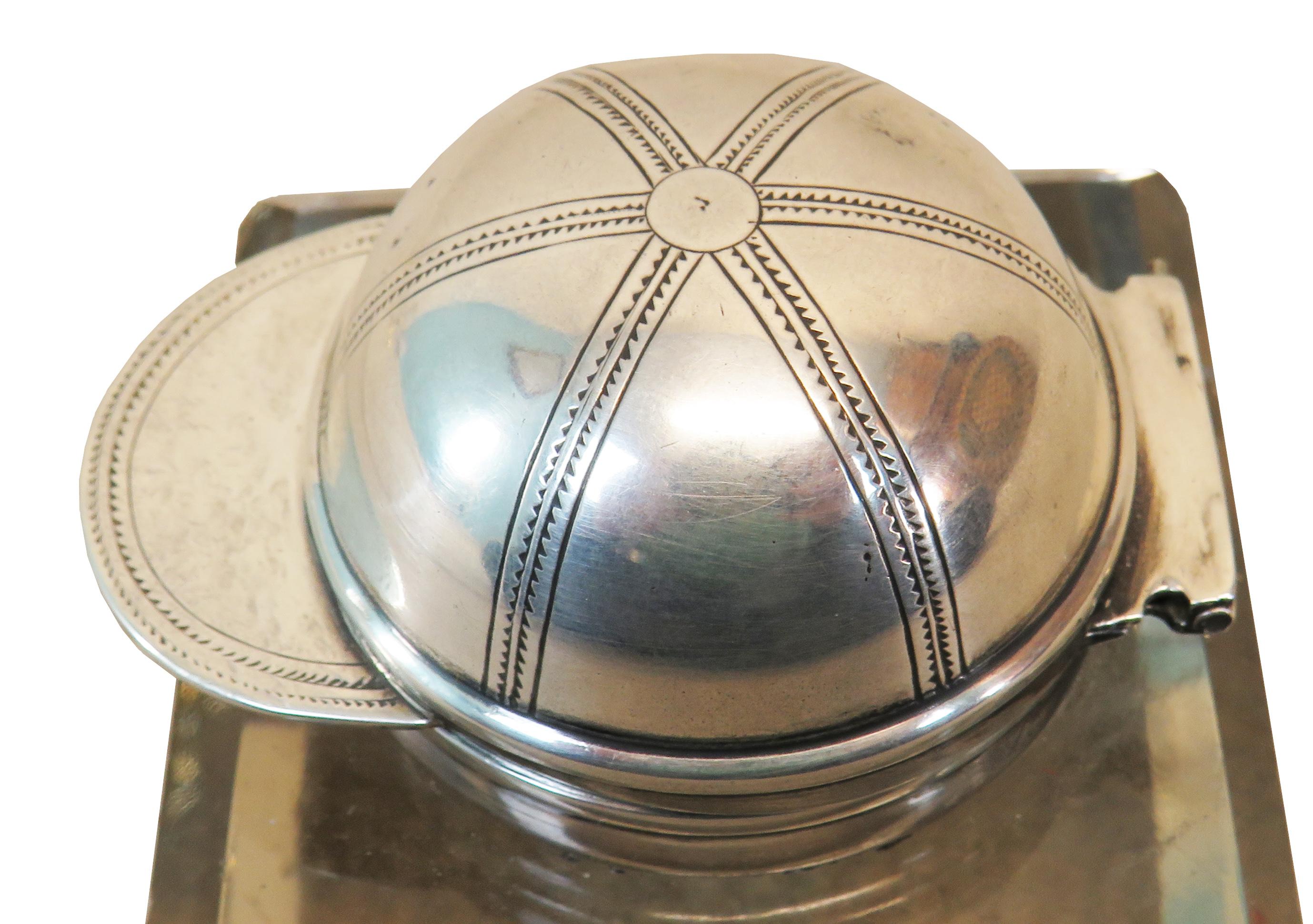 Late 19th Century Silver and Glass Inkwell from Asprey & Sons In Good Condition In Bedfordshire, GB
