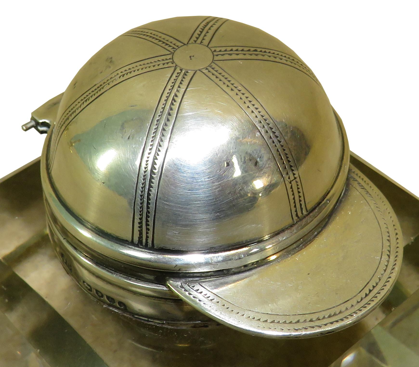Late 19th Century Silver and Glass Inkwell from Asprey & Sons 4