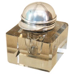 Late 19th Century Silver and Glass Inkwell from Asprey & Sons