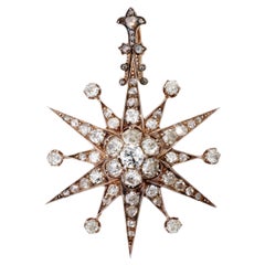 Ende des 19. Jahrhunderts Silber Gold und Altschliff Diamant Stern Anhänger