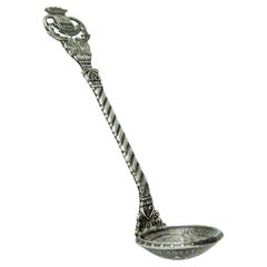 Late 19th Century Silver Heraldic Souvenir Spoon with 5 Pesetas Coin Bowl, Spain
