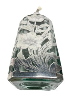 Late 19th Century Silver Overlay Gordon's Dry Gin Bottle - Sterling Poppies