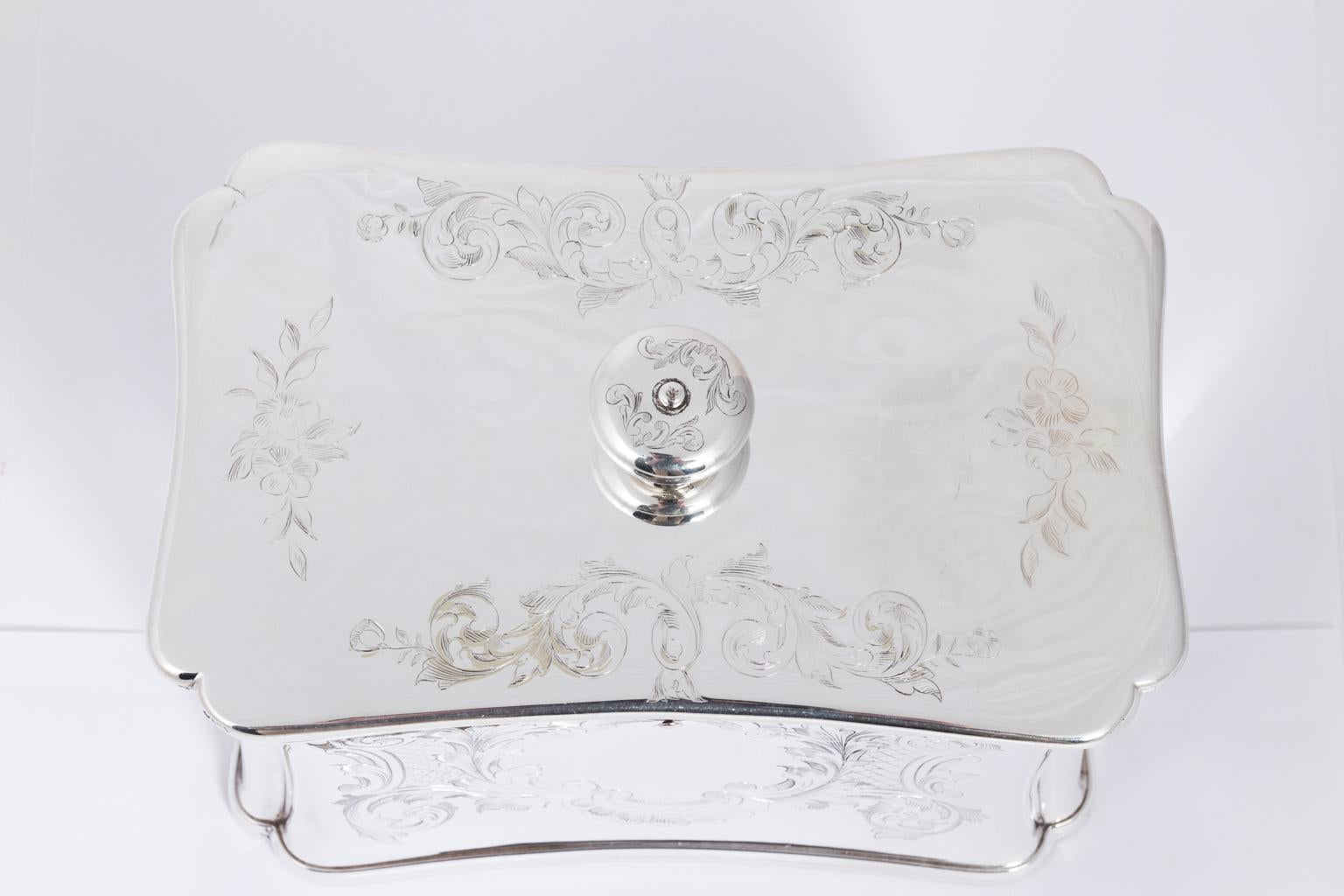 Late 19th Century Silver Plate Edwardian Tea Caddy Box 1