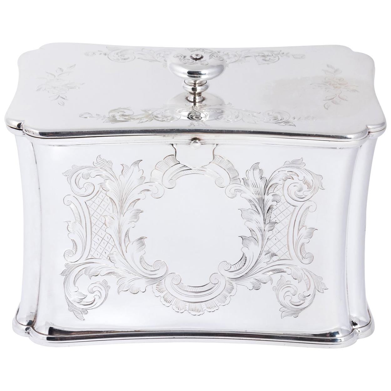 Late 19th Century Silver Plate Edwardian Tea Caddy Box