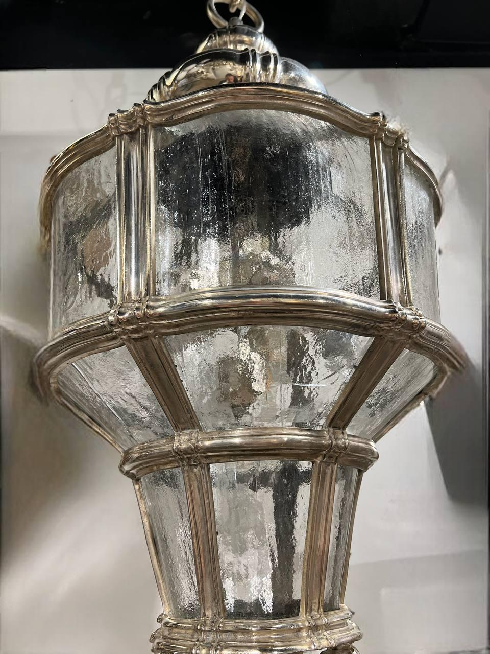 A circa late 19 centuru Caldwell silver plated lantern with 6 interior lights, from Waldorf Hotel in NYC