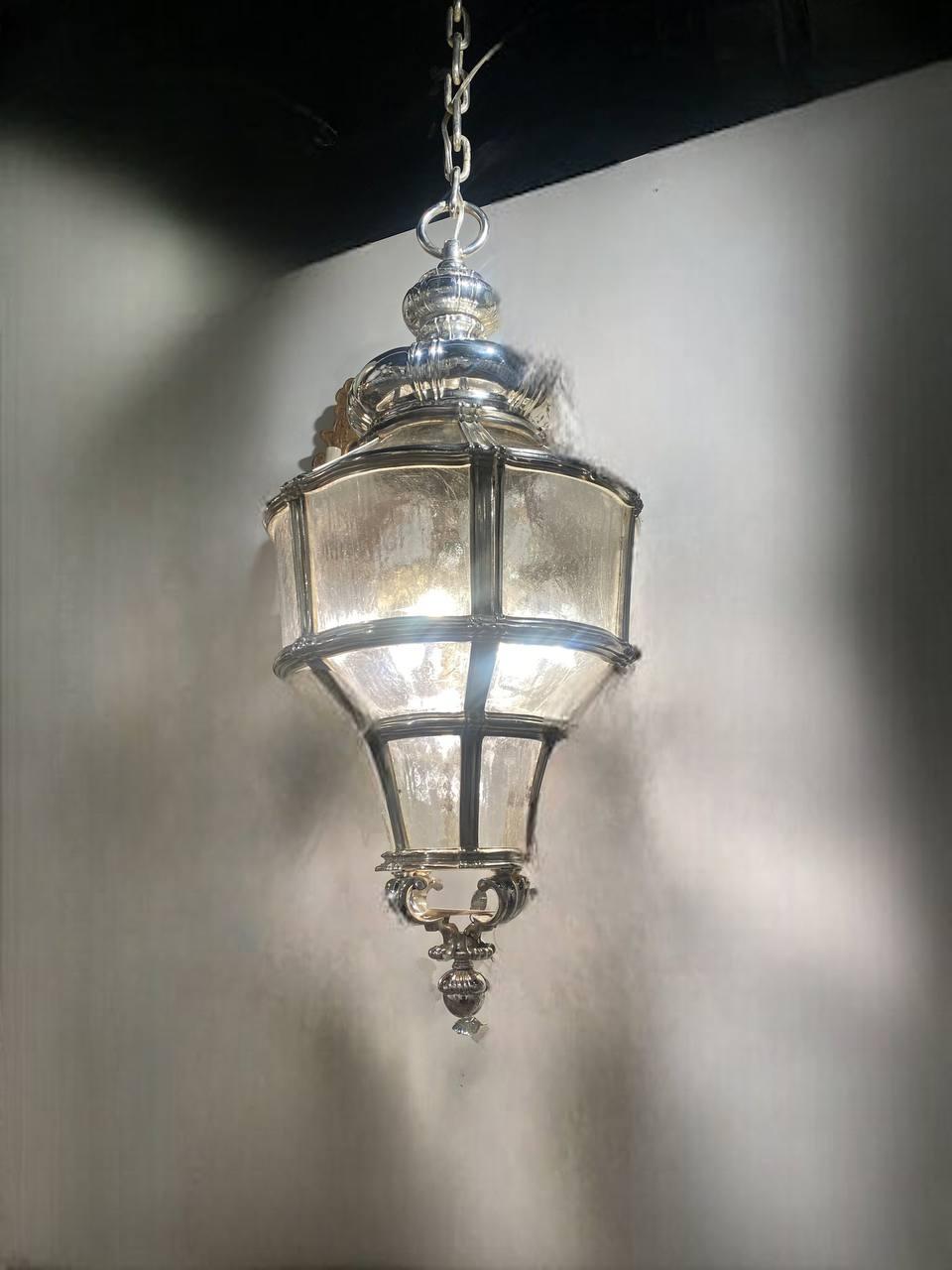 Late 19th century Silver Plated Caldwell Lantern In Good Condition For Sale In New York, NY