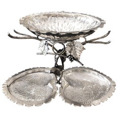 Victorian Silver Plated English Grapes Display Stand Late 19th Century