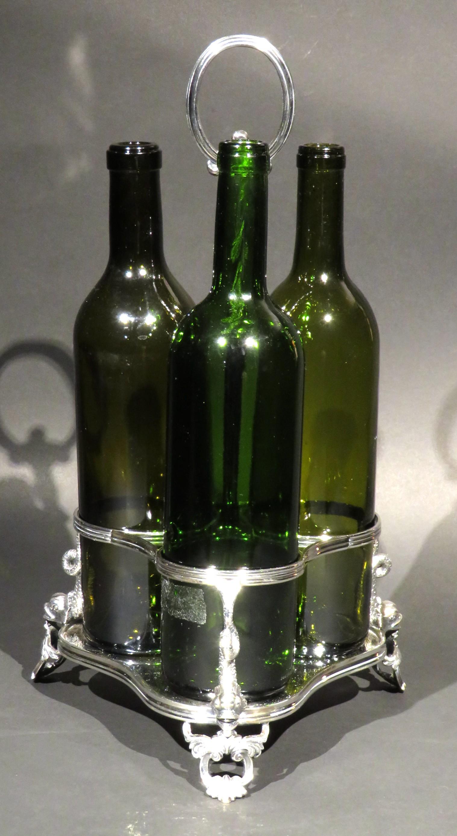 Victorien Porte-bouteilles de vin / Caddy en métal argenté de la fin du 19e siècle, Royaume-Uni, vers 1890 en vente