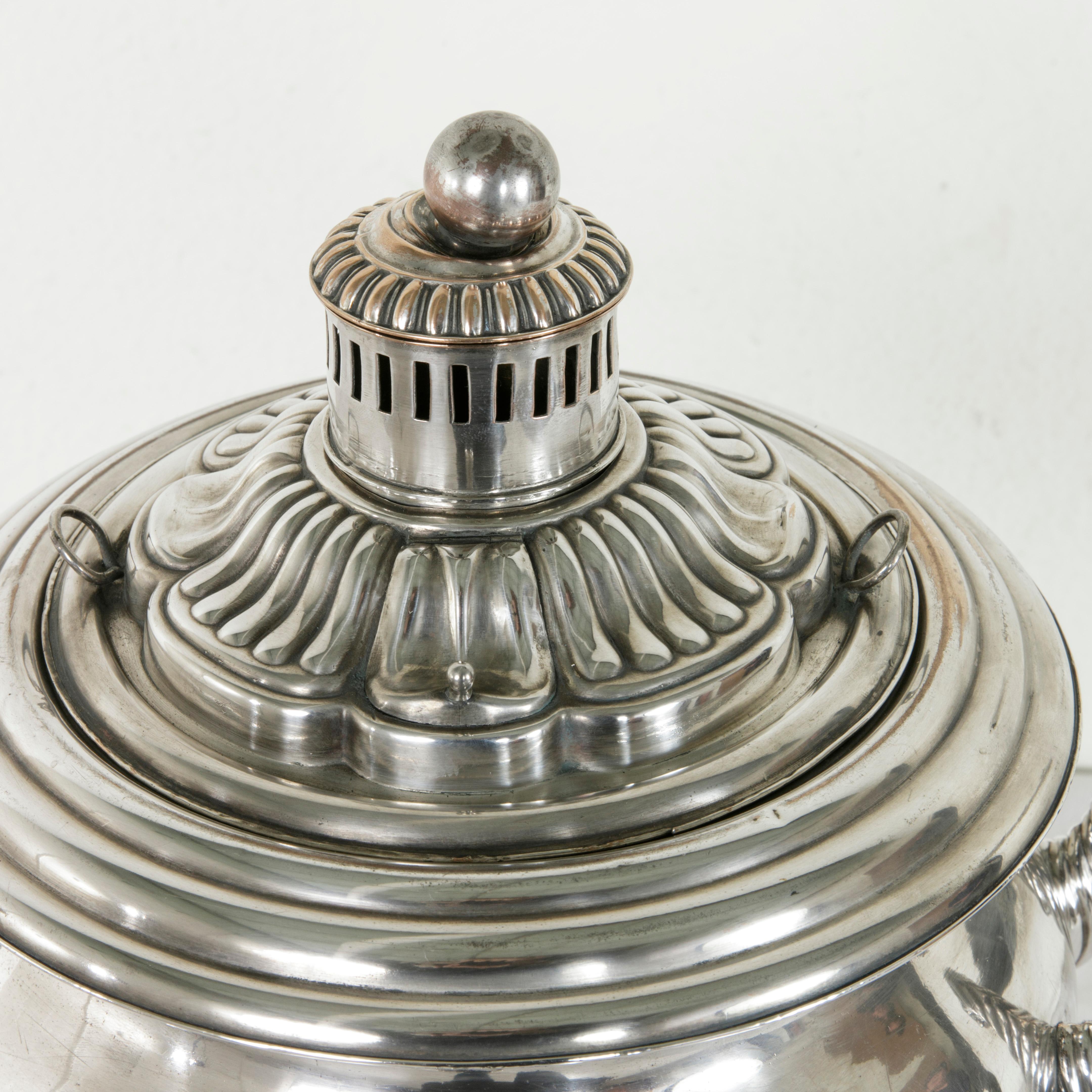 Late 19th Century Silver Samovar or Tea Urn with Lid and Ebonized Handles 1
