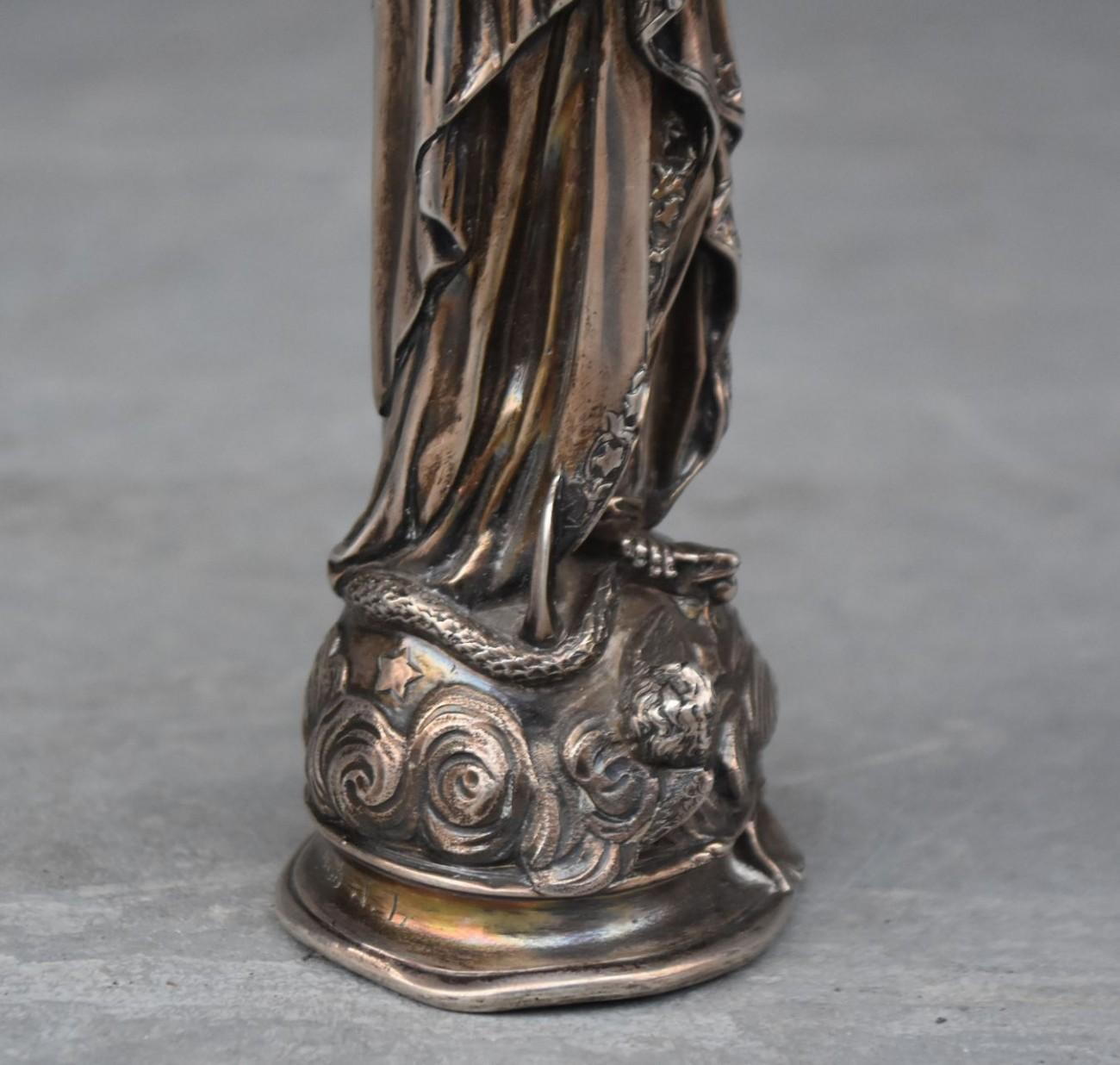 Baroque Late 19th Century Silver Statue of the Blessed Virgin Mary