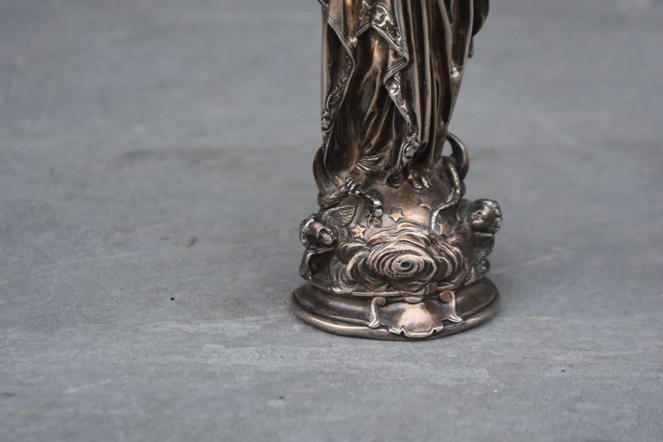 French Late 19th Century Silver Statue of the Blessed Virgin Mary