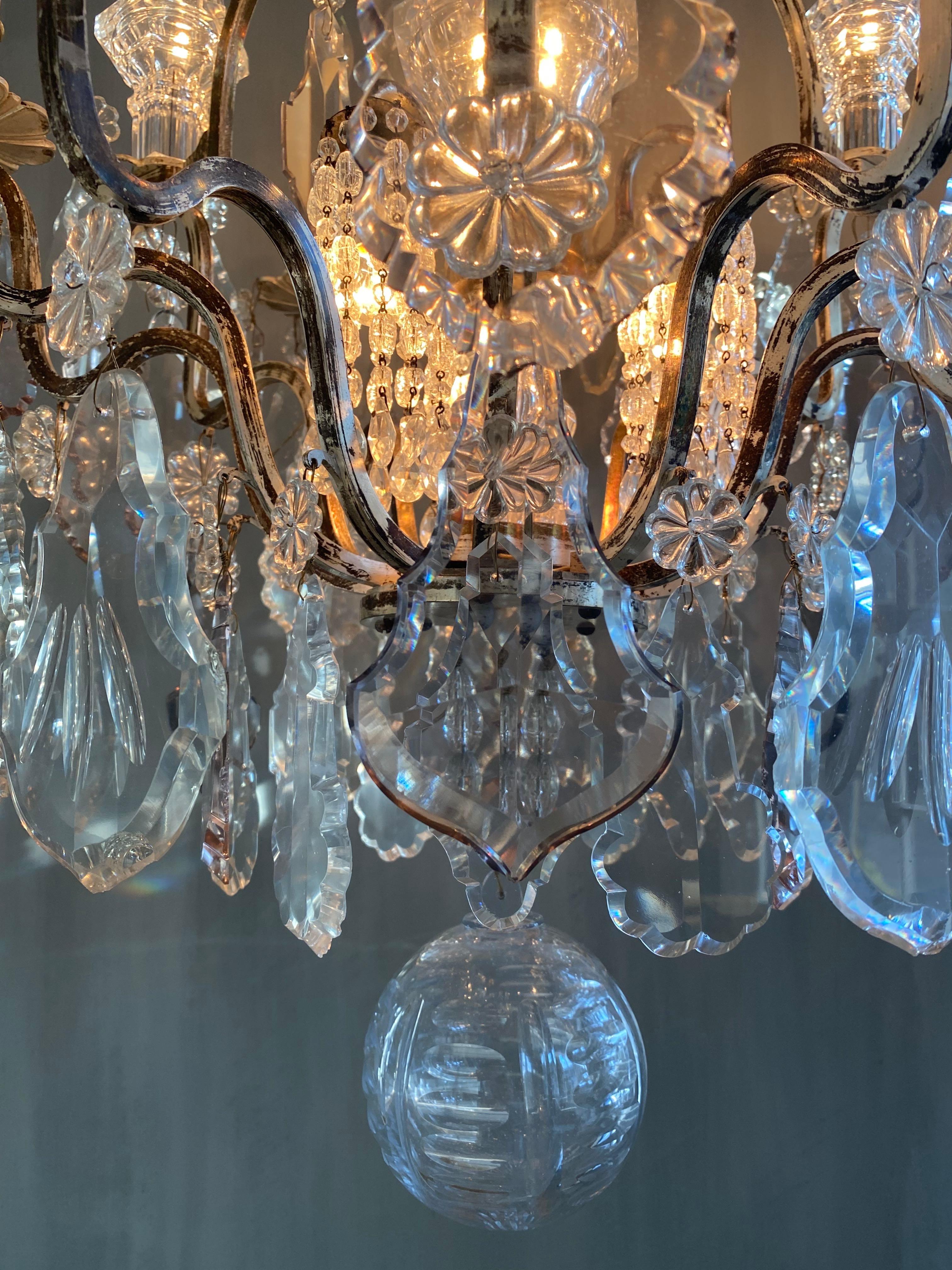 Lampadario in cristallo argentato francese della fine del XIX secolo in stile Luigi XV in vendita 4