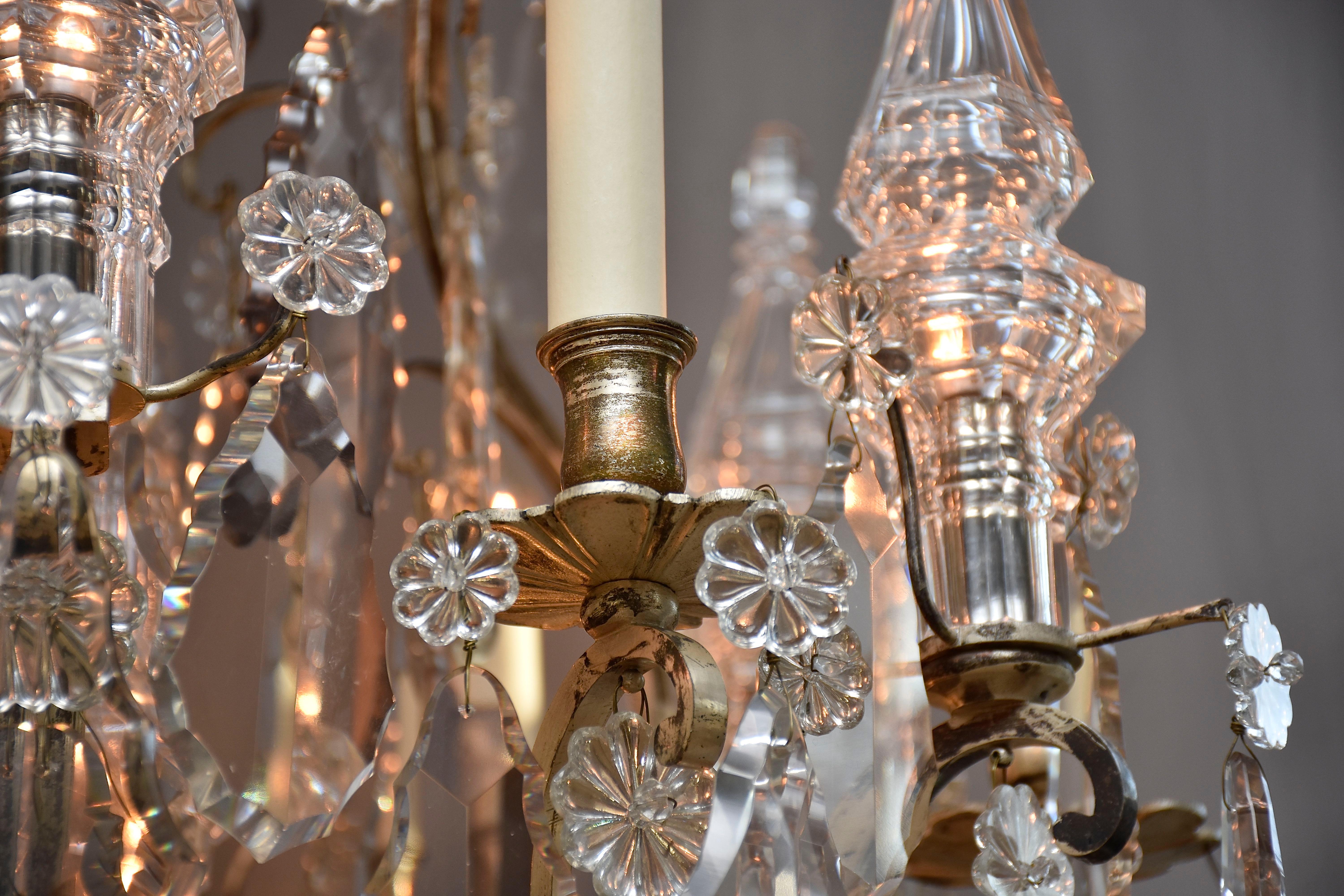 Lampadario in cristallo argentato francese della fine del XIX secolo in stile Luigi XV In condizioni buone in vendita a SON EN BREUGEL, NL
