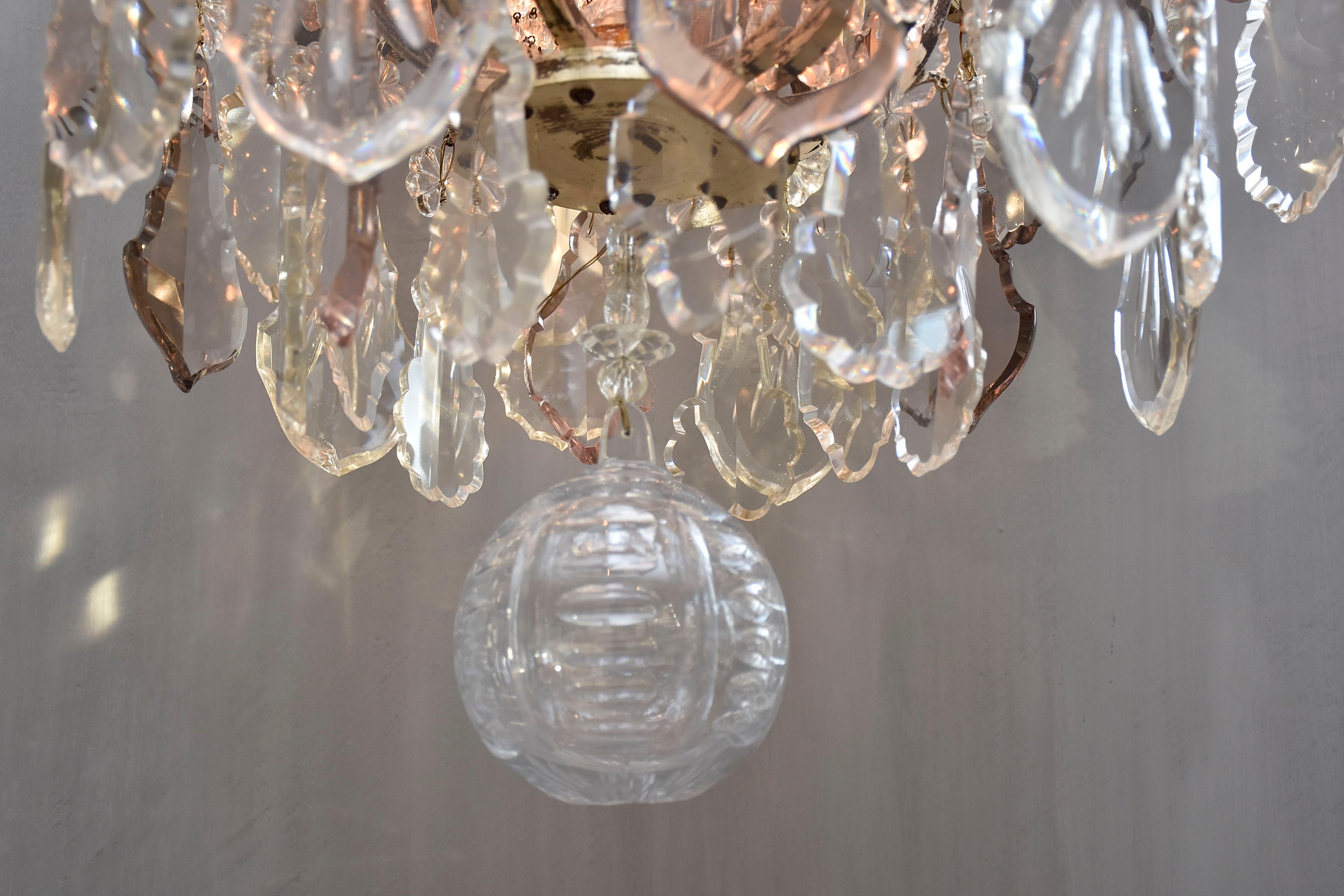 Lampadario in cristallo argentato francese della fine del XIX secolo in stile Luigi XV in vendita 1