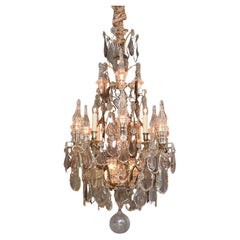 Lampadario in cristallo argentato francese della fine del XIX secolo in stile Luigi XV