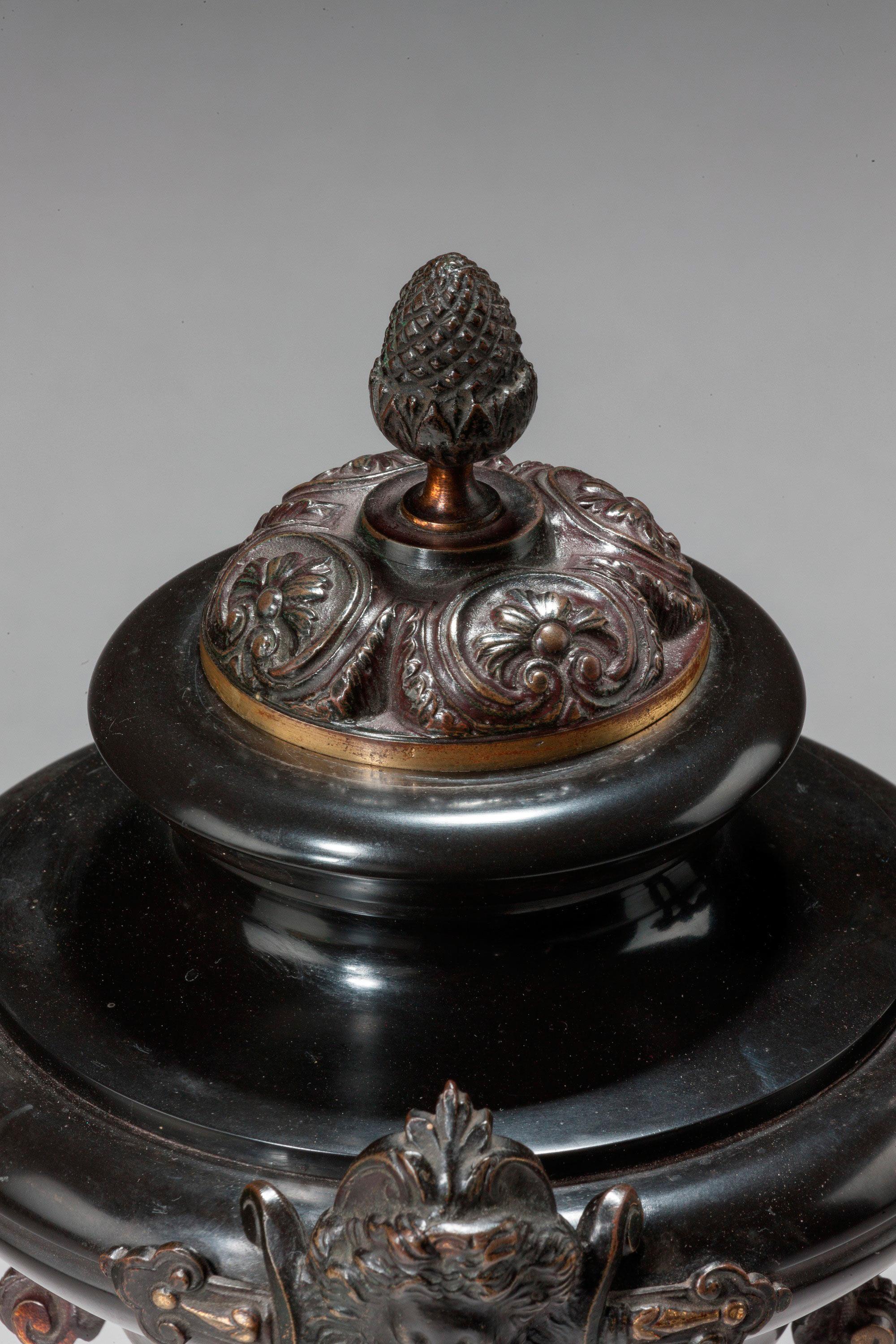 English Late 19th Century Slate and Bronze Twin Handled Cup