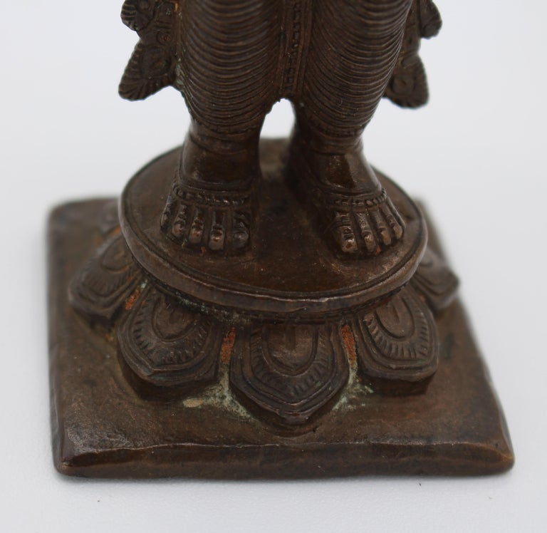 Late 19th Century Small Bronze Vishnu Statue For Sale 4