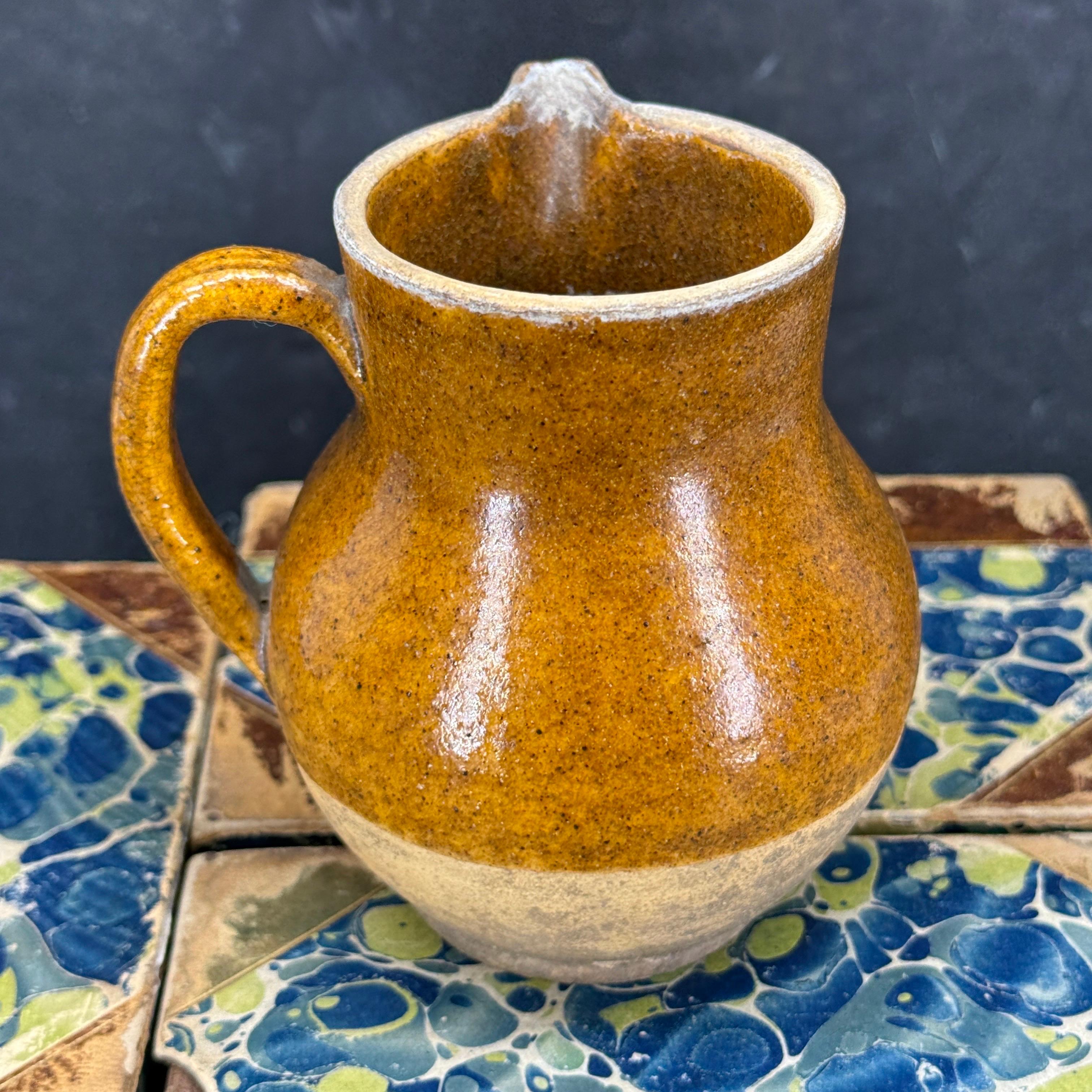 Late 19th Century Small French Glazed Stoneware Jug Pitcher For Sale 7