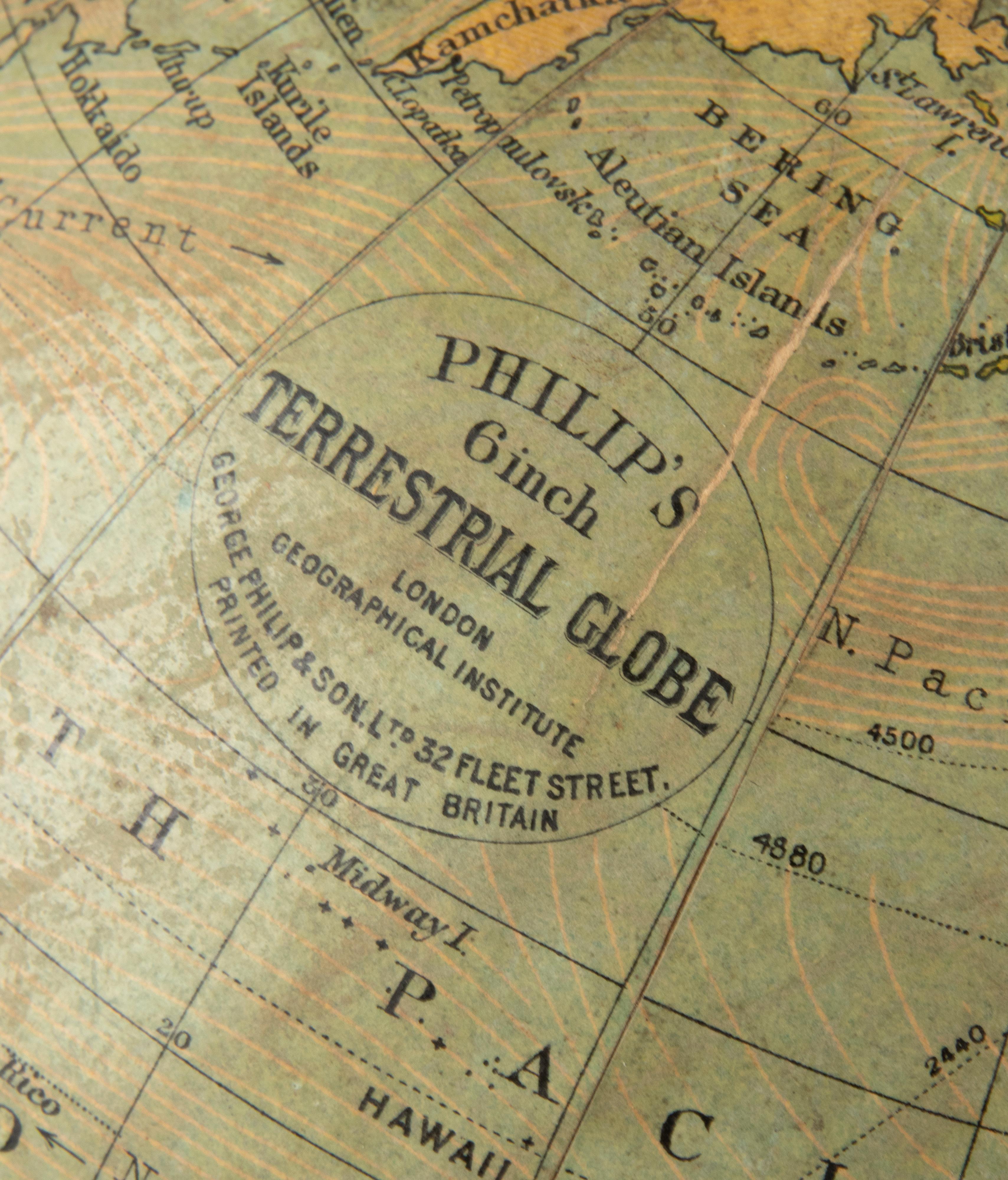 French Late 19th Century Small Size Globe Edited by Philips Terrestrial London For Sale