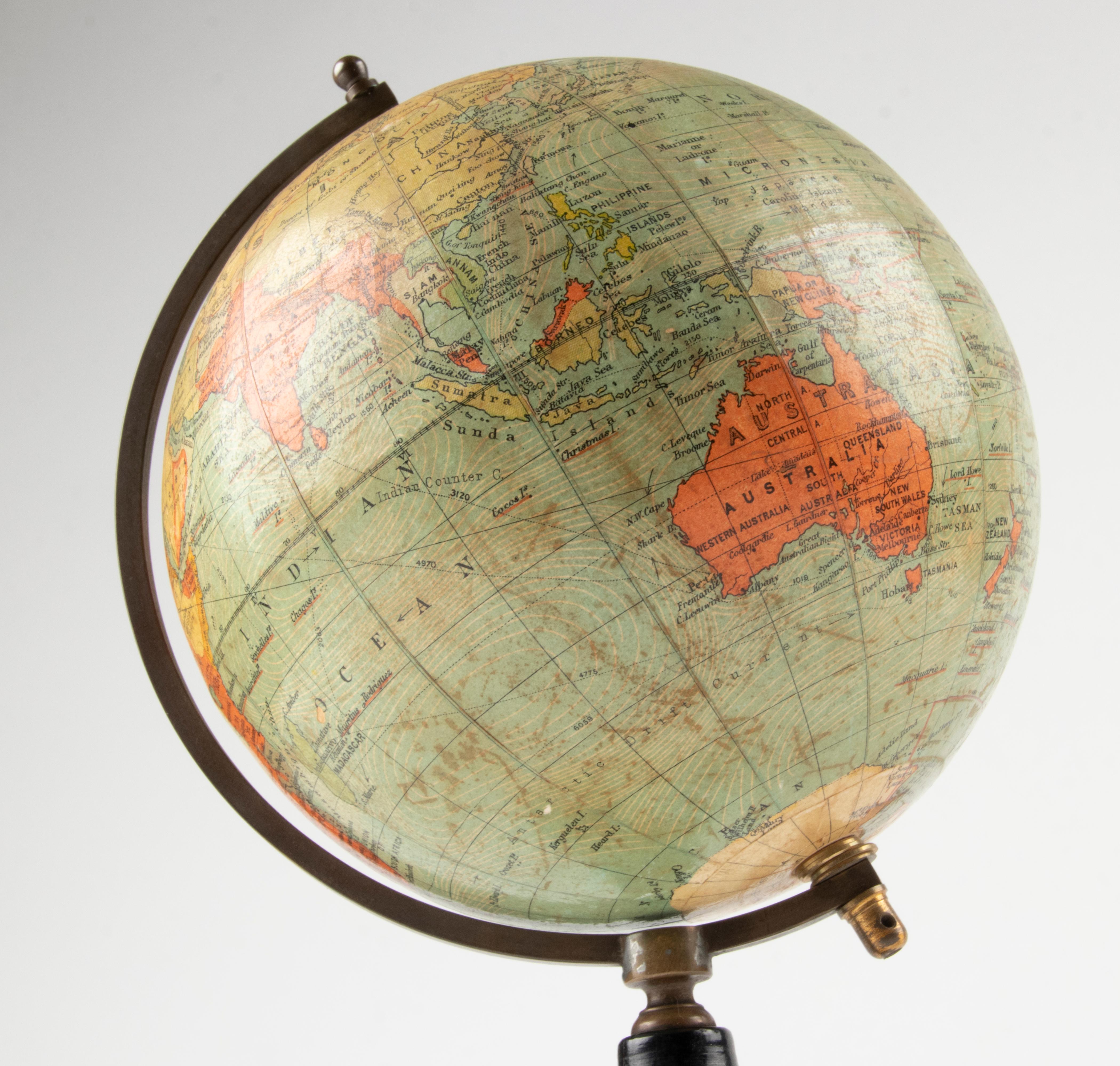 Hand-Crafted Late 19th Century Small Size Globe Edited by Philips Terrestrial London For Sale