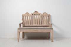Antique Small Gustavian Style Sofa Bench, Unusual Swedish Pine Hand-Made