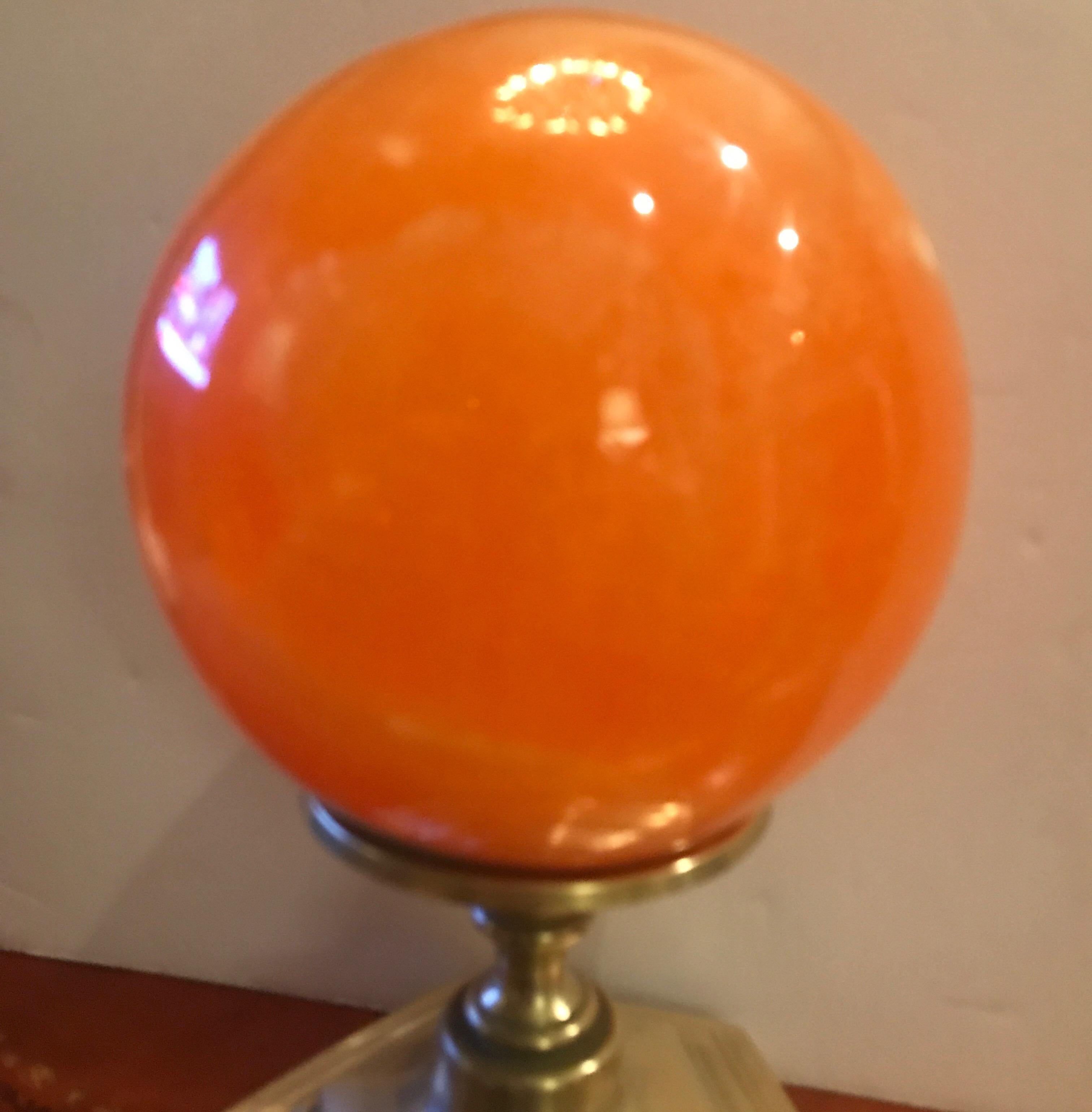 Late 19th Century Solid Agate Sphere and Cast Brass Stand In Excellent Condition In Lambertville, NJ