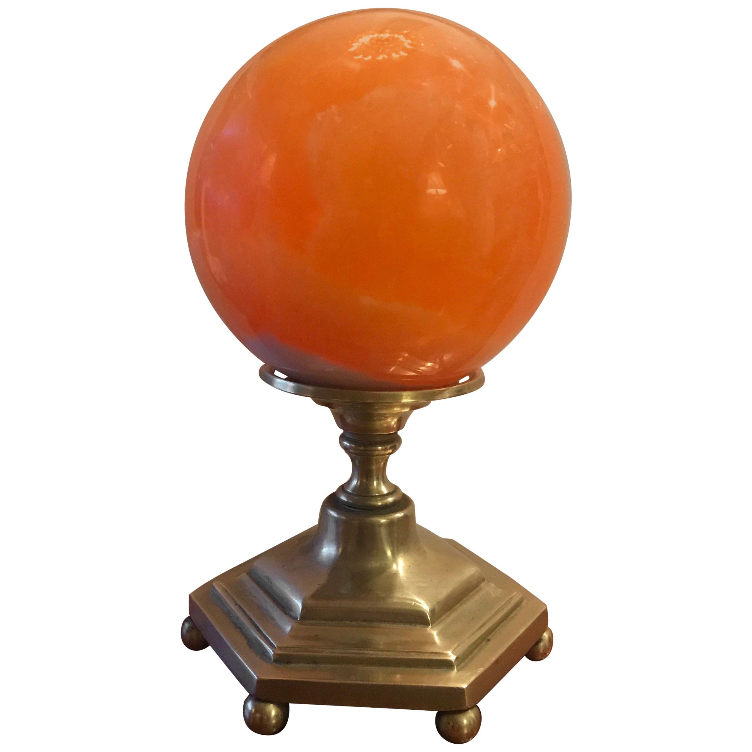 Late 19th Century Solid Agate Sphere and Cast Brass Stand