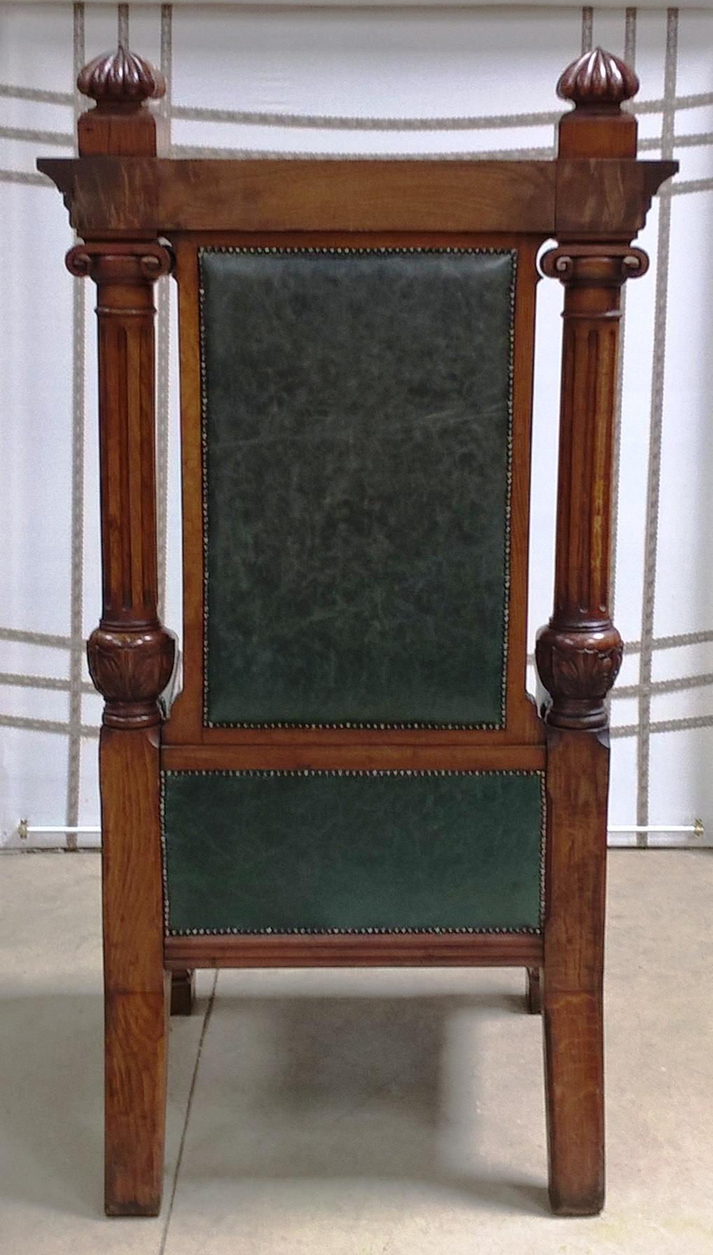 Late 19th Century Solid Oak Leather Upholstered Grand Masters Chair For Sale 8