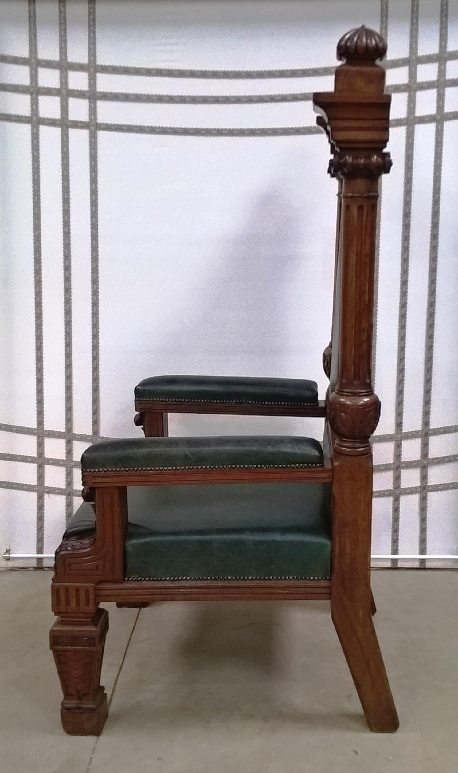 Late 19th Century Solid Oak Leather Upholstered Grand Masters Chair For Sale 9