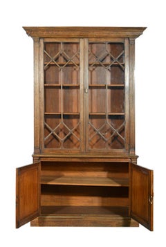 Late 19th Century Solid Oak Two-Part Bookcase of Good Proportions