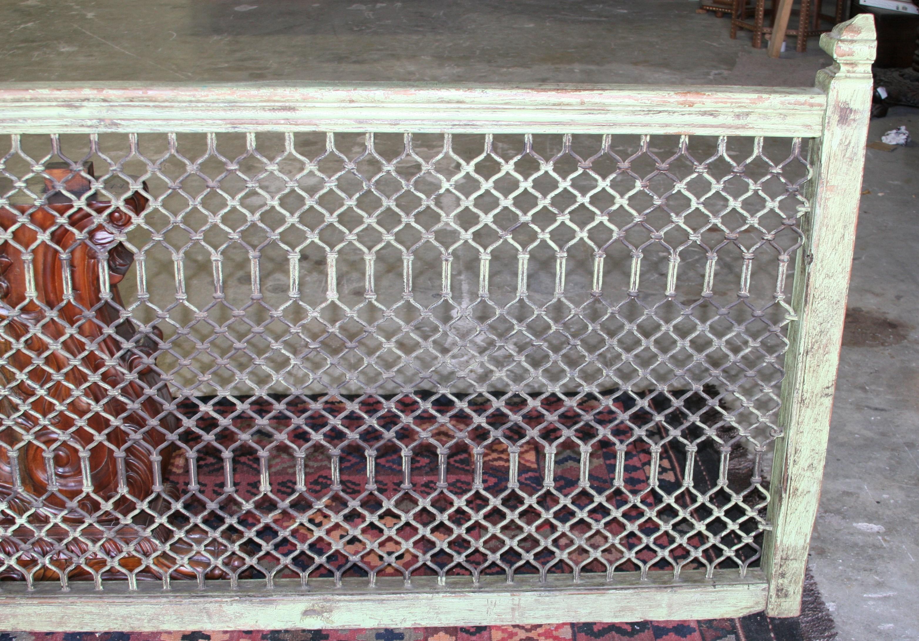 It is the iron lattice work that impresses every one. The whole iron work is done without any welding. The entire steel lattice work is done by hand forging. This railing was done before welding was invented. That also roughly establishes the age of