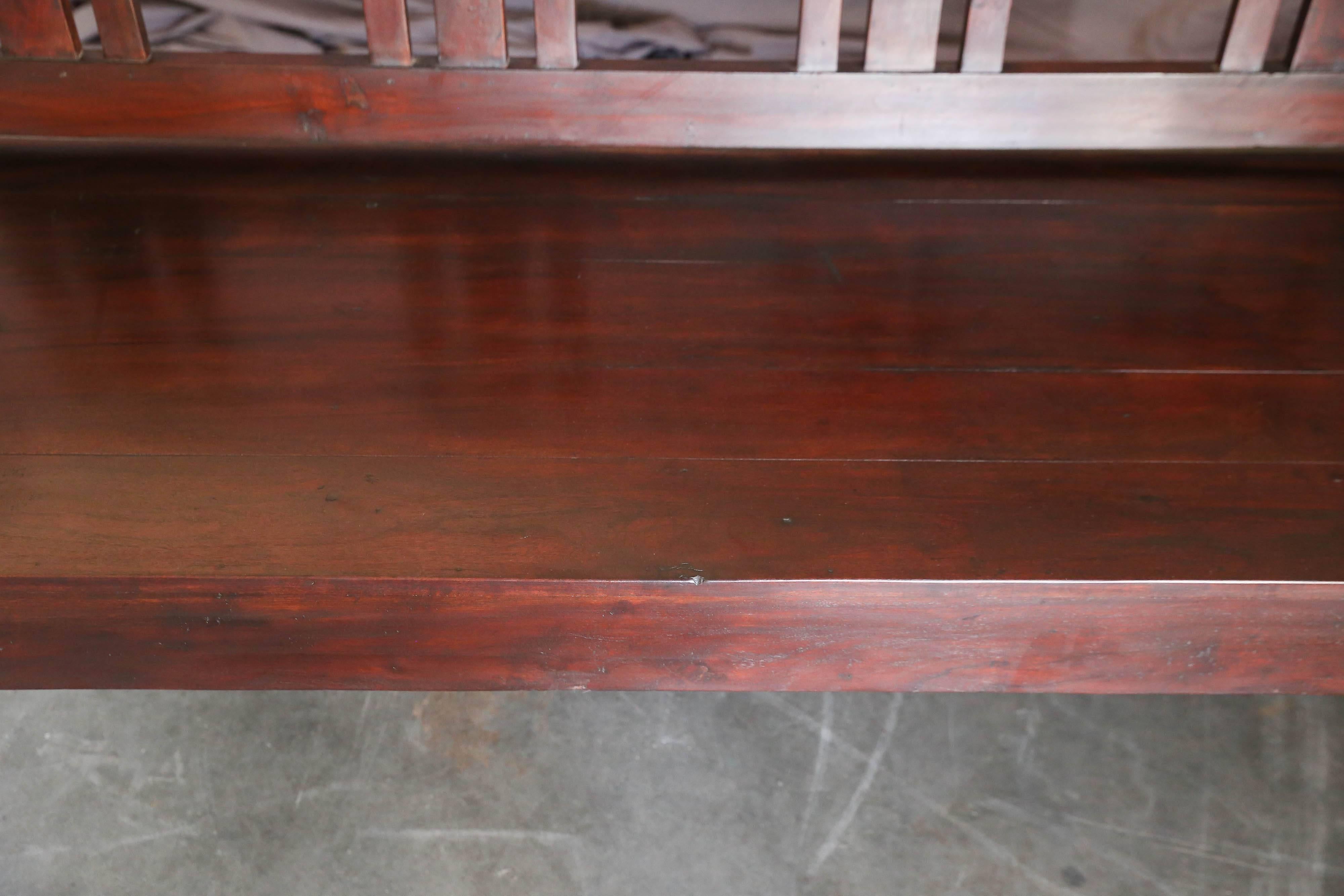 Late 19th Century Solid Teak Wood Typical Tea Plantation Bench from Darjeeling For Sale 2