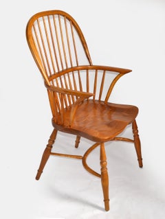 Late 19th Century Solid Wood English Country Armchair Windsor Carver Elbow Chair